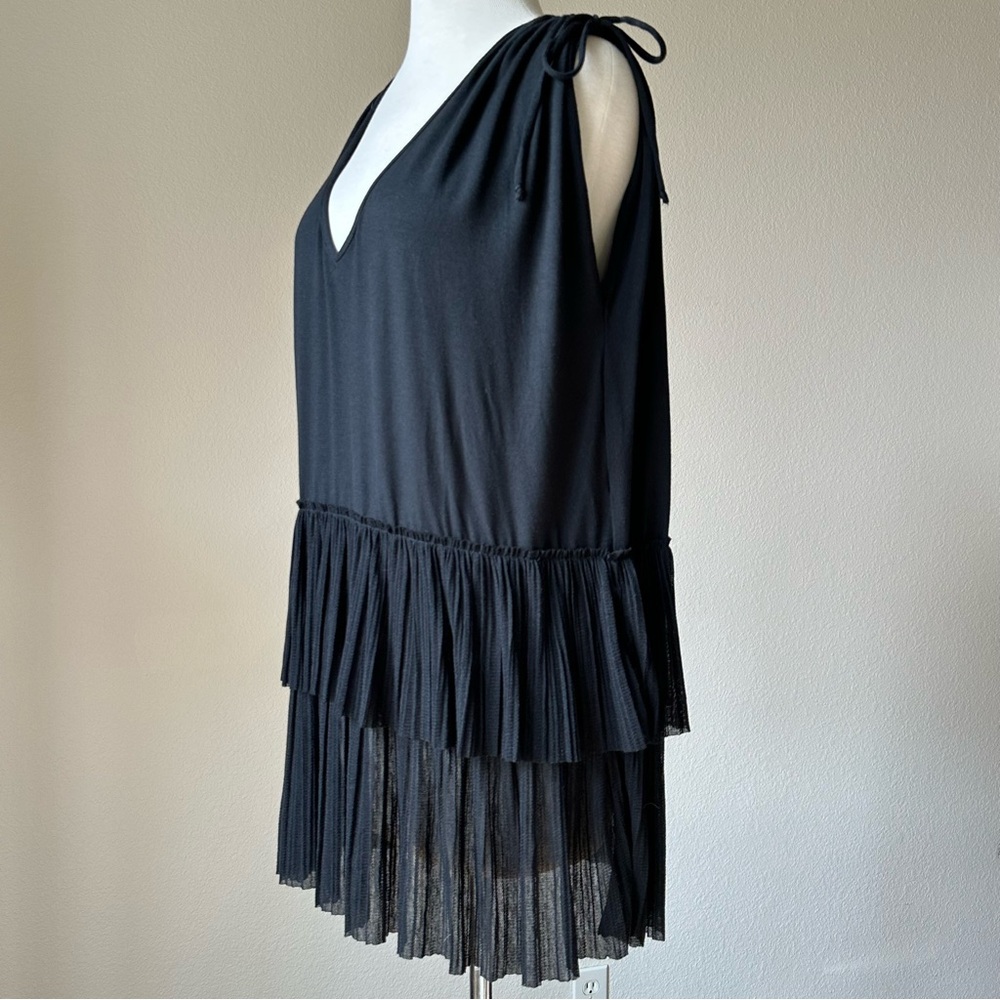 Robin Piccone Black Sheer Tiered Swim Cover Up Dress S/M